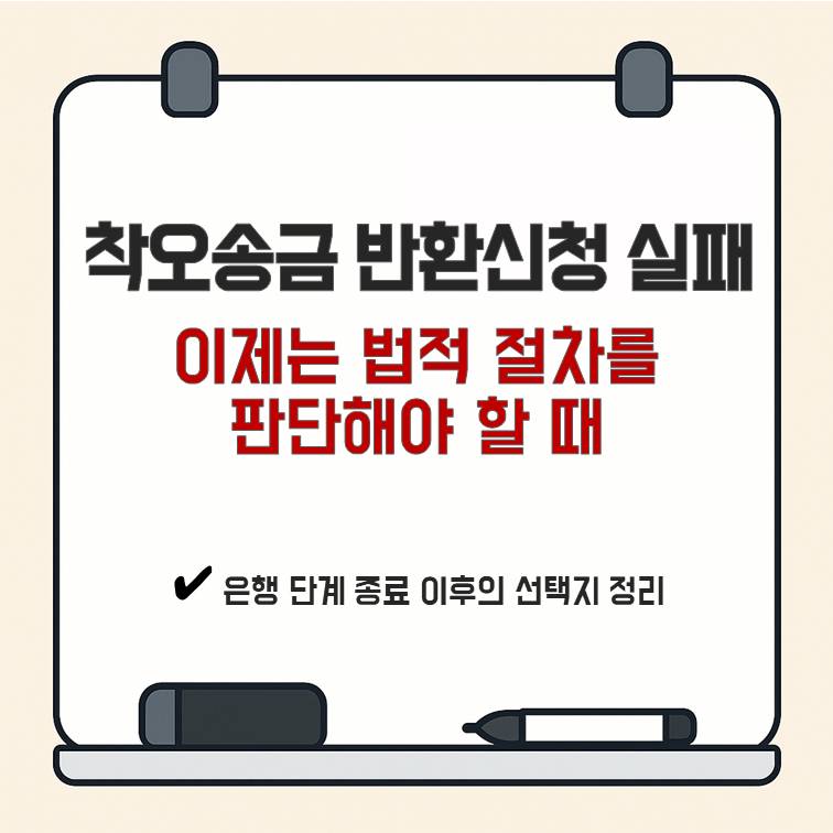 착오송금 반환신청 실패 후 예금보험공사 이후 법적 절차 판단 기준을 설명하는 대표 이미지
