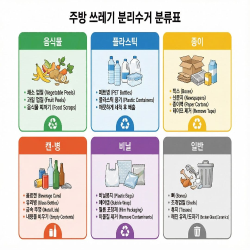 주방 쓰레기 분리수거, 올바르게 배출하고 냄새 없이 관리하는 법