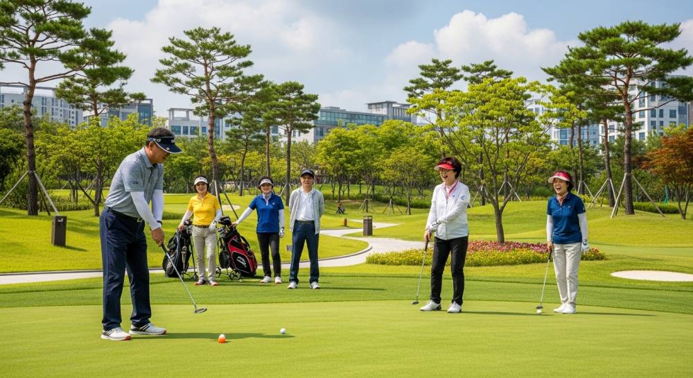 파크골프를 즐기는 중장년층 사진
