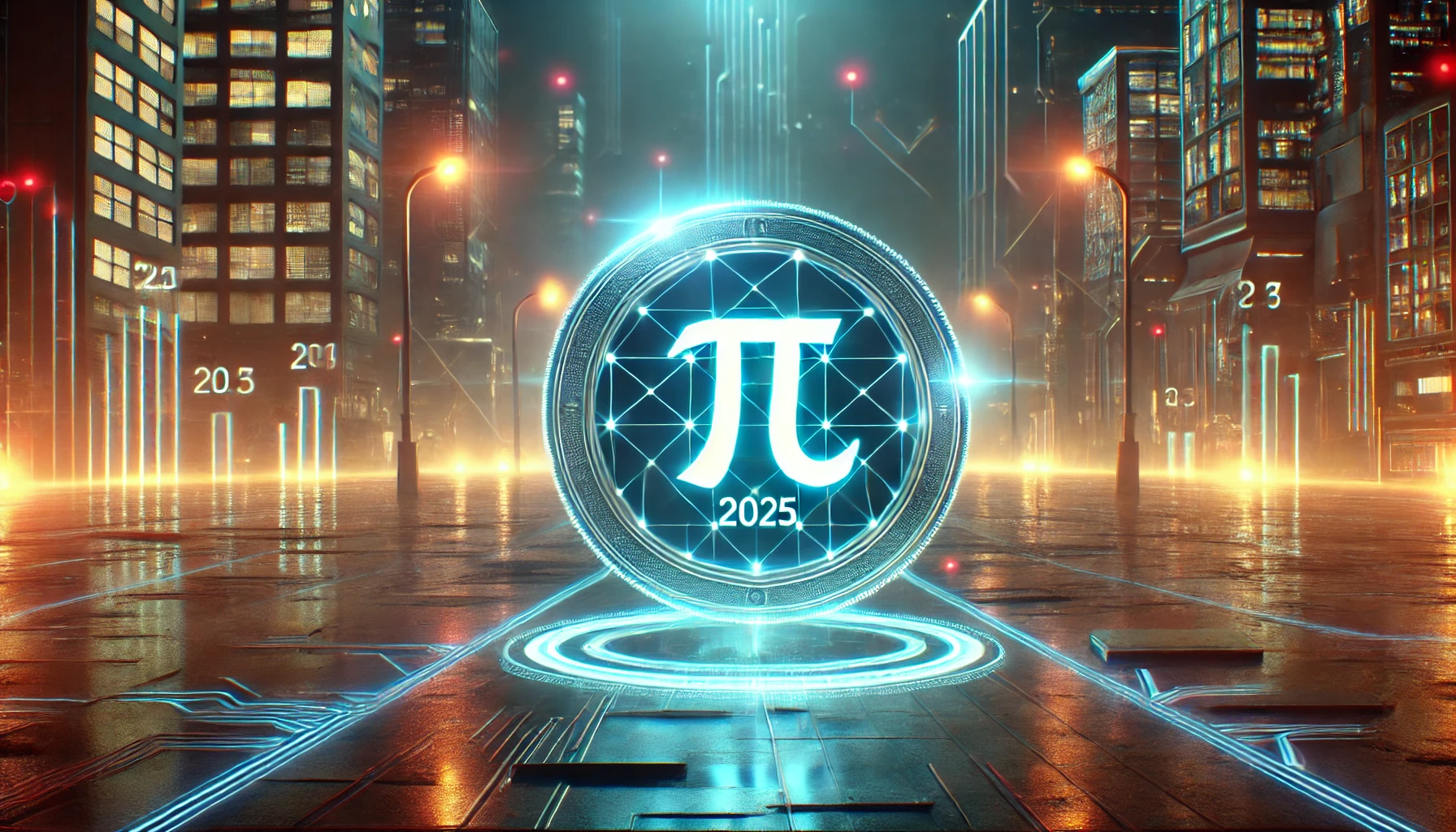 사이버펑크 스타일의 파이코인 이미지