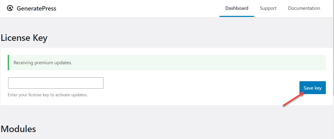 GeneratePress 프리미엄 라이선스 키 제거하기