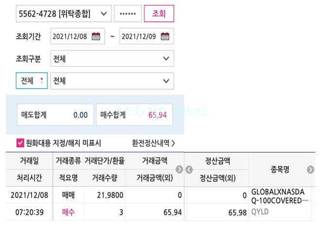 QYLD (Global X FDS NASDAQ 100 COVERED) EFT 매수