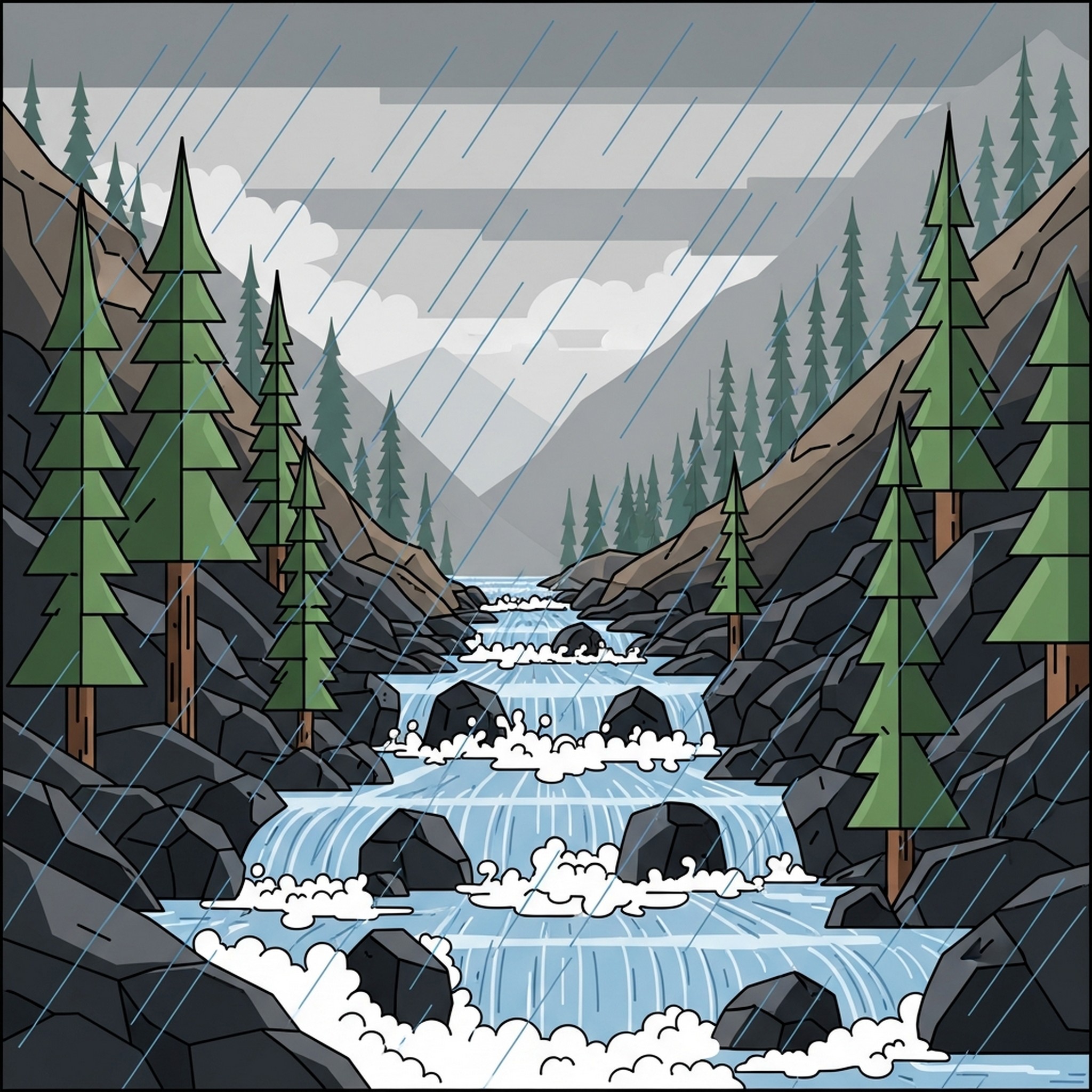 상류비로 계곡 물상승