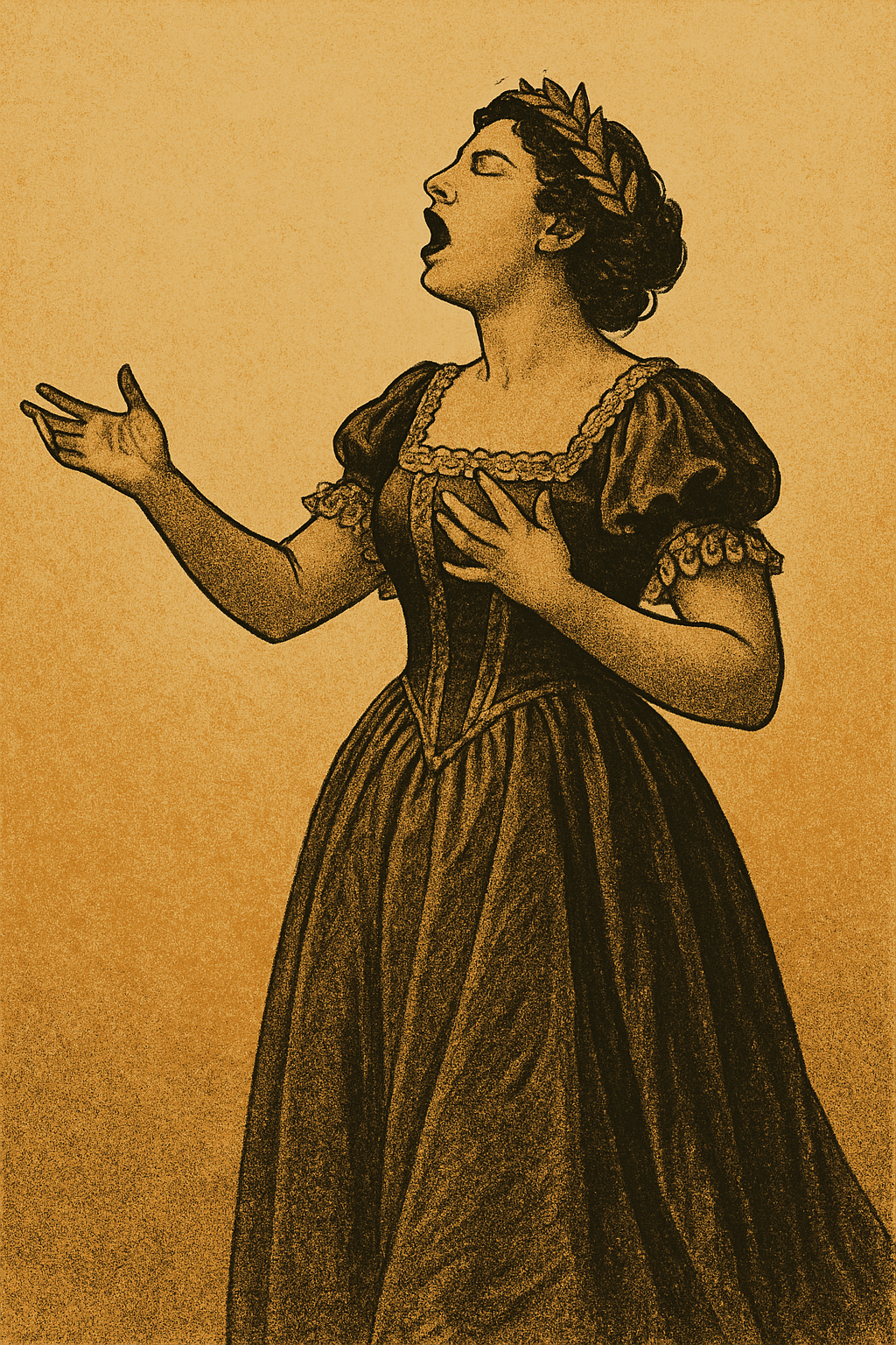 고전 의상을 입고 노래하는 성악가