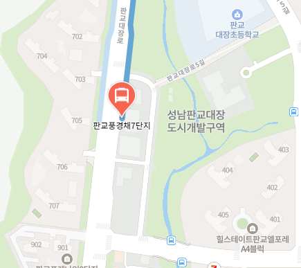 판교풍경채7단지에서 인천공항 리무진 공항버스(5000번) 실시간 지도 위치
