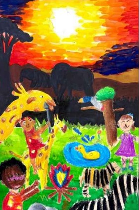 미술학원 2달 후 딸이 그린 그림