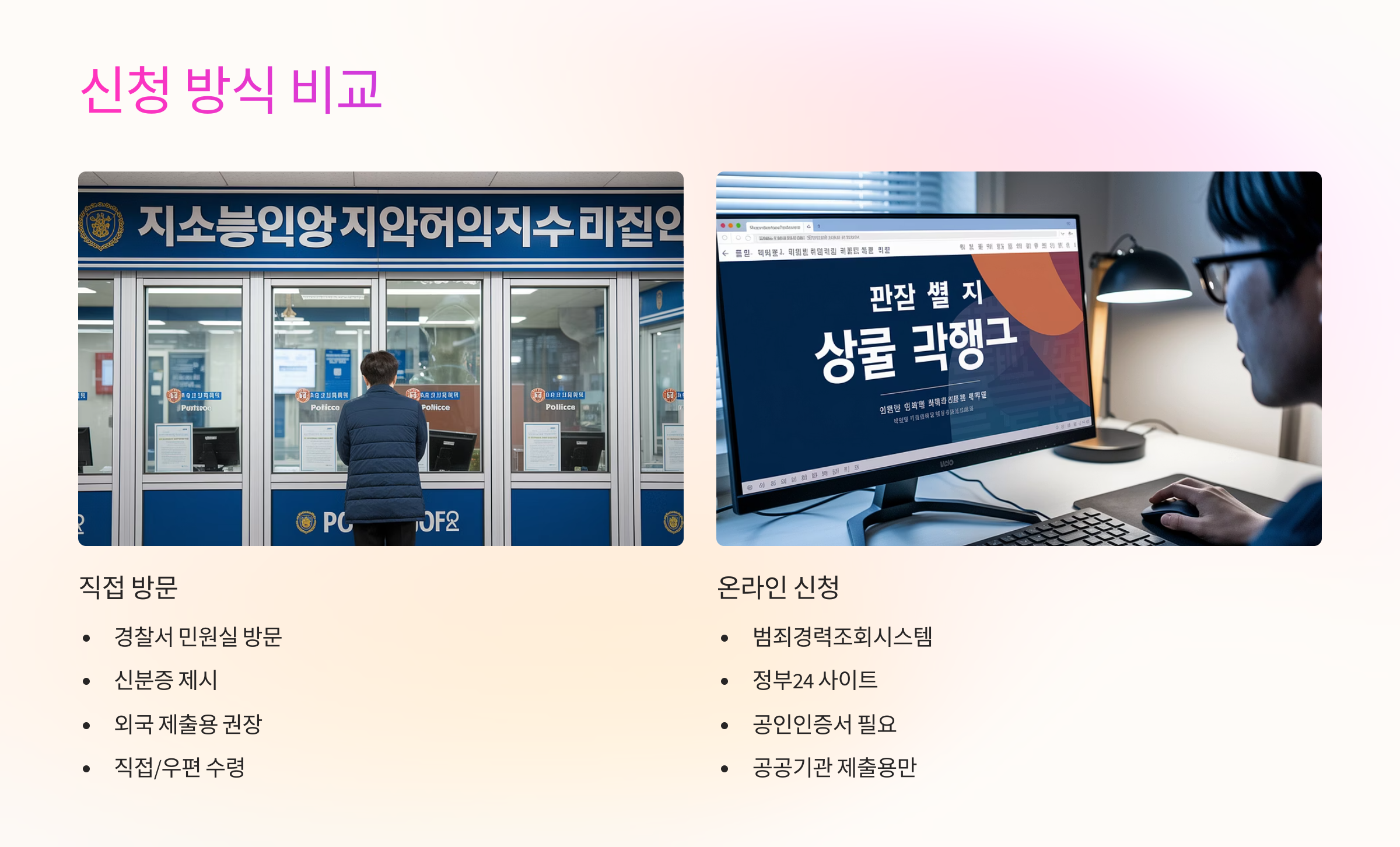 🏢 직접 방문 vs 온라인 신청