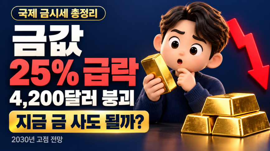 금값 25% 급락 총정리｜국제 금시세 4200달러 붕괴&middot;2030년 고점 전망&middot;지금 금 사도 될까?
