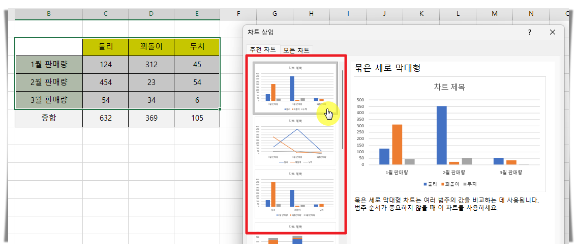 엑셀 그래프 만드는법3