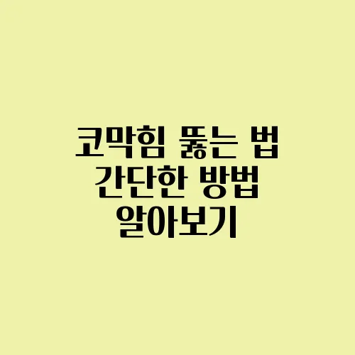코막힘 뚫는 법 간단한 방법 알아보기