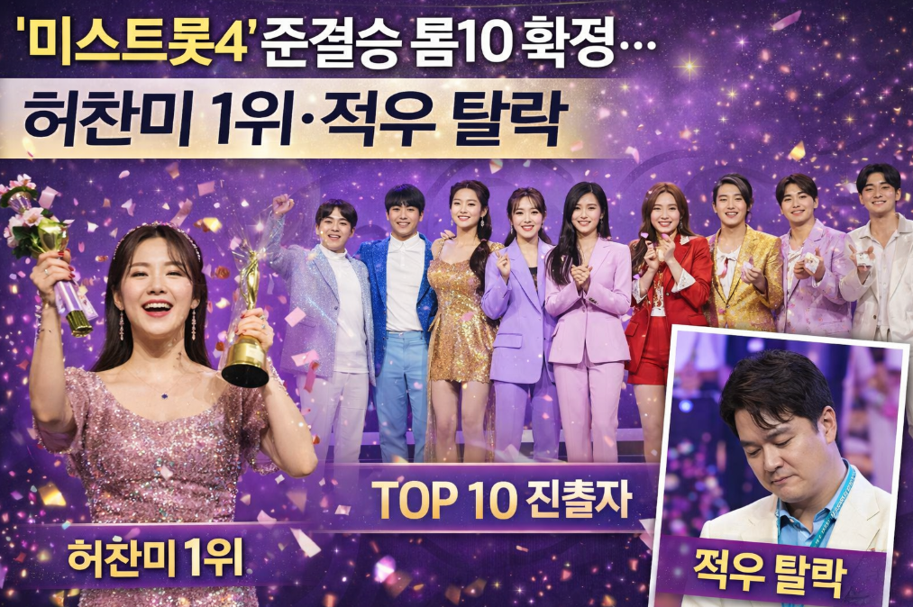 허찬미 1위 등극, 적우 탈락 충격의 미스트롯4 준결승