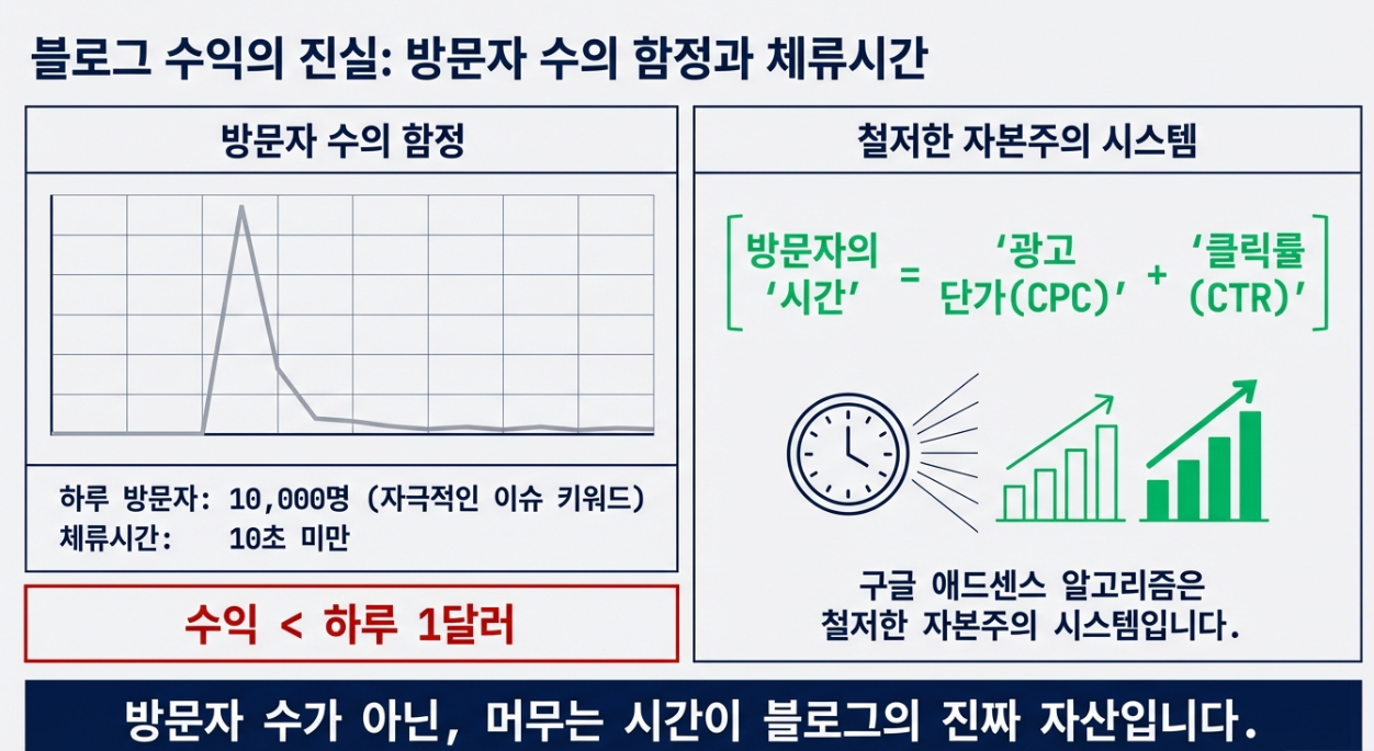 블로그 방문자 체류시간 Dwell Time 애드센스 수익 단가 상관관계 분석
