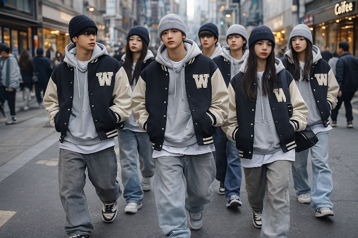 같은 스타일을 착용한 다수의 소비자 모습
