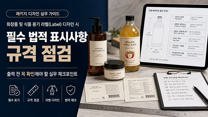 화장품 및 식품 용기 라벨(Label) 디자인 시 필수 법적 표시사항 규격 점검