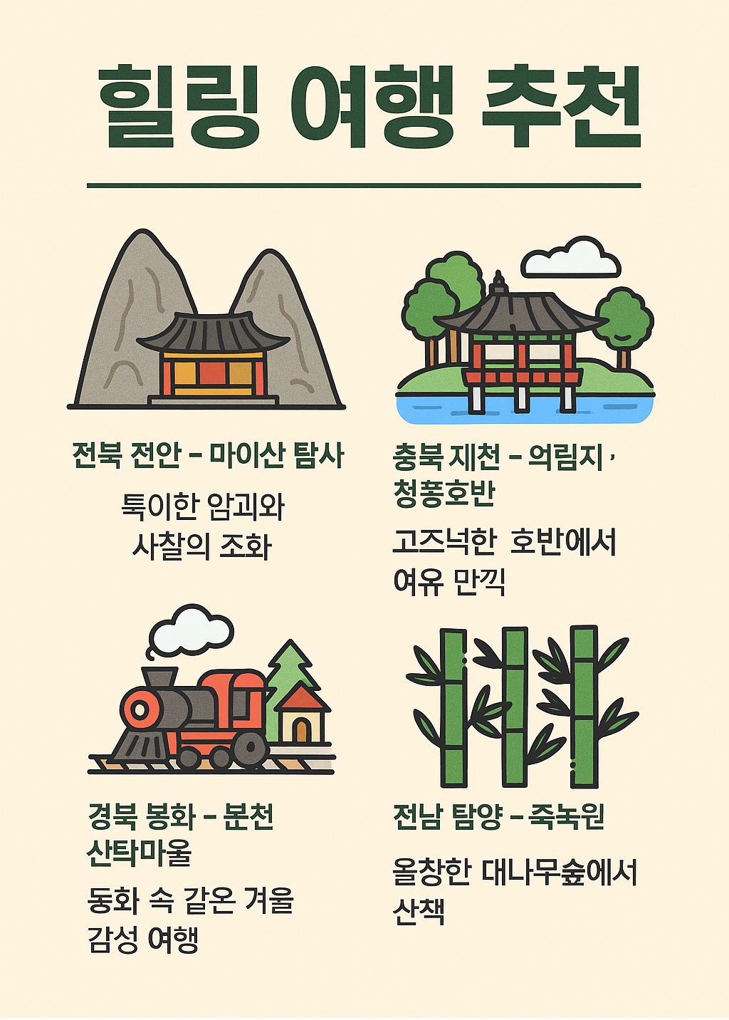 조용한 쉼이 필요할 때, 국내 힐링여행지 BEST 4