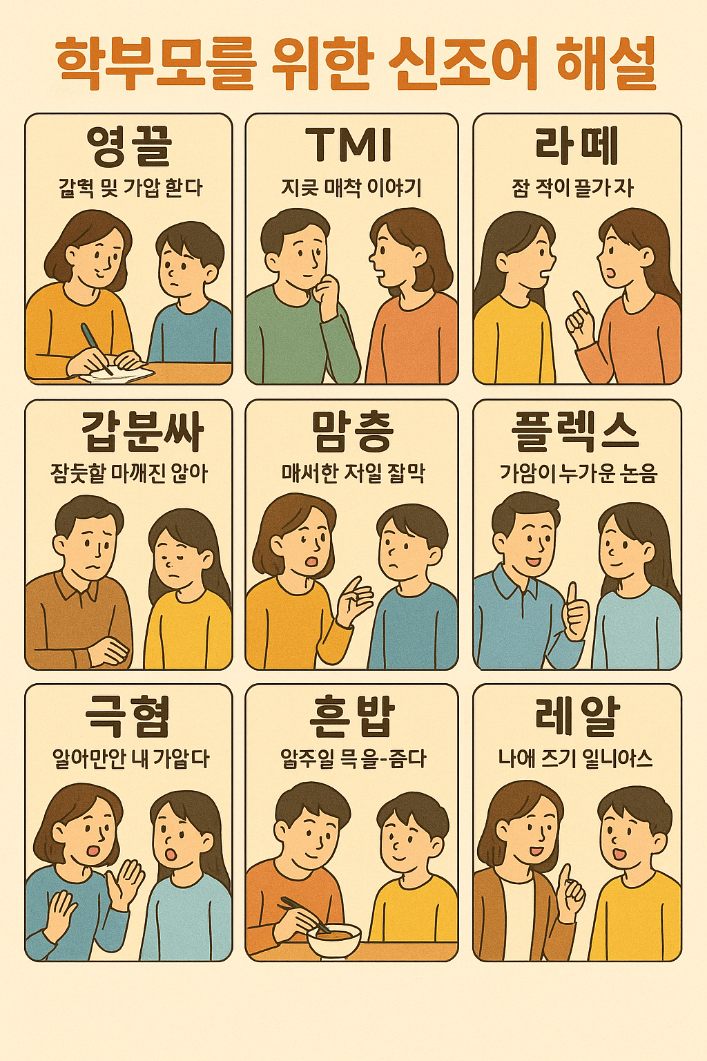 학부모를 위한 신조어 해설 (부모, 자녀소통, 교육)