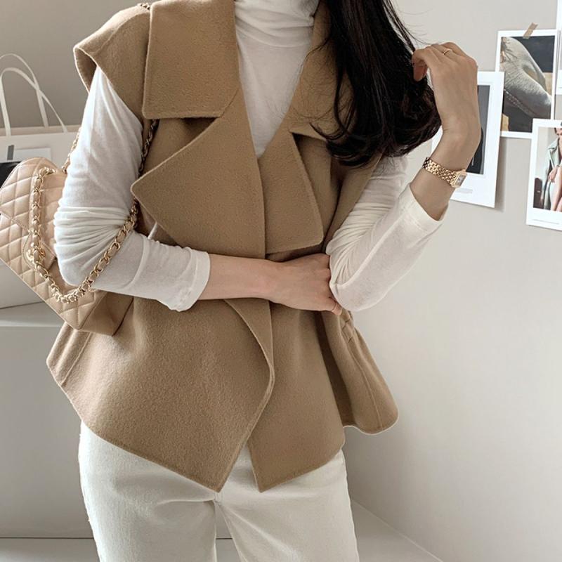 여성용 양면 모직 코트 조끼 VT11976