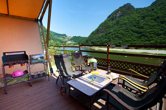 가을 캠핑 강원도 홍청 휴토피아 글램핑