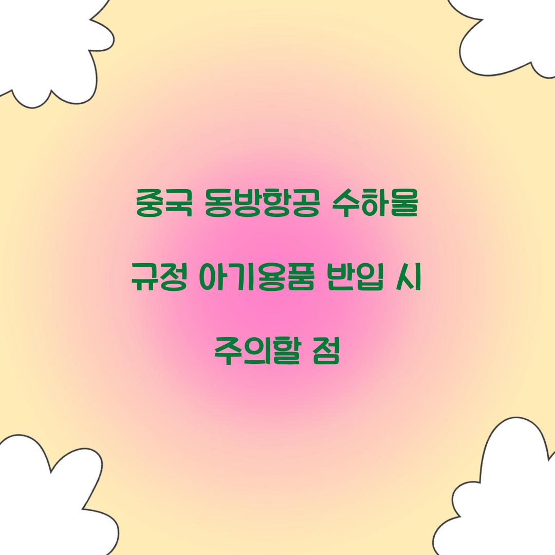 중국 동방항공 수하물 규정 아기용품 반입 시 주의할 점