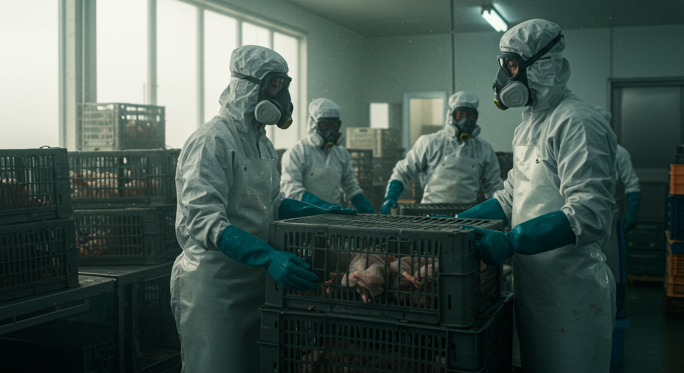 조류인플루엔자 발생 후 살처분 작업 장면