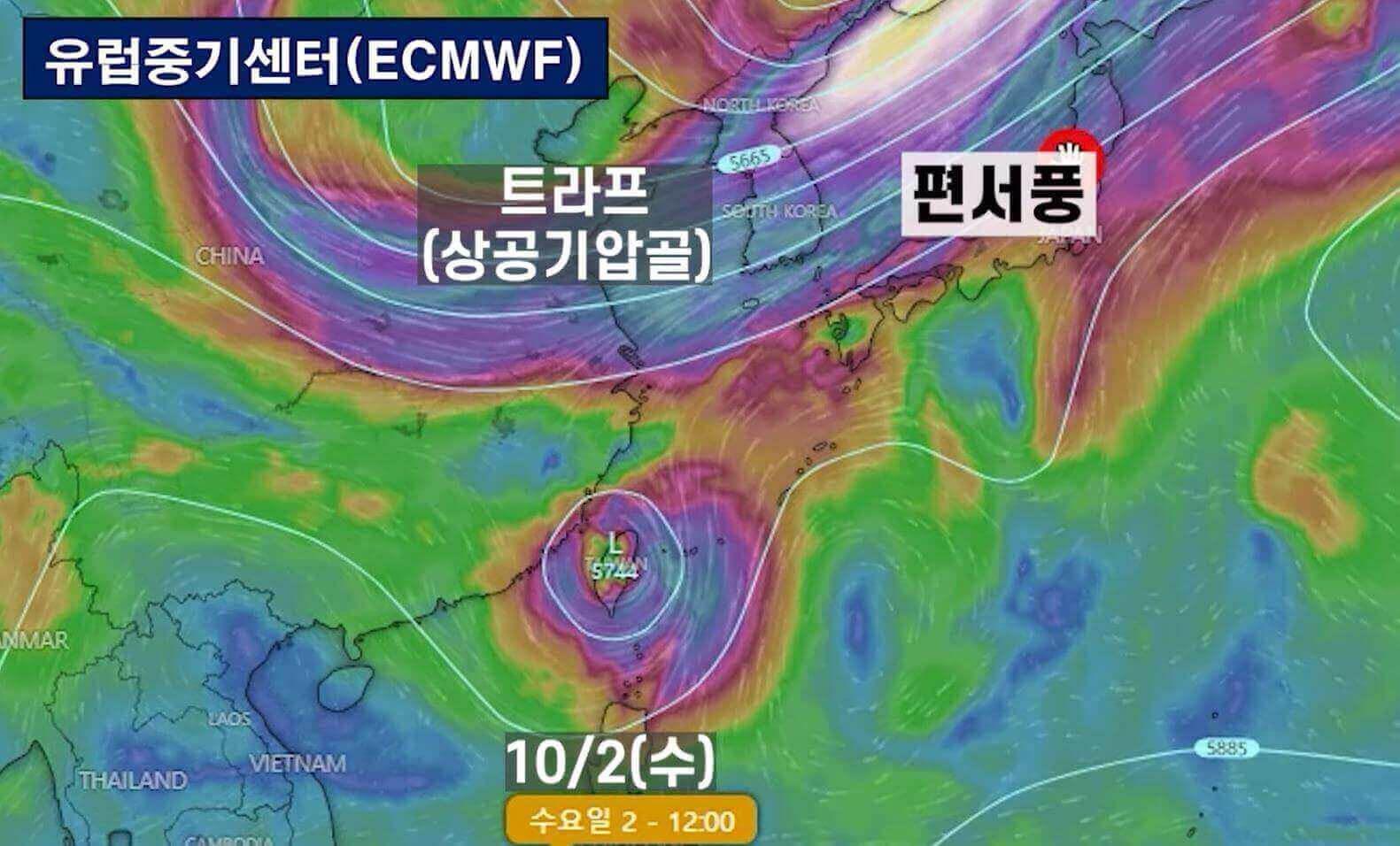 상공일기도 편서풍