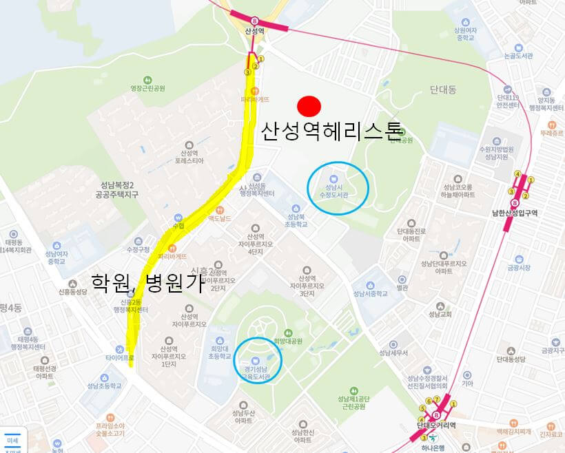 산성역헤리스톤 기타 입지