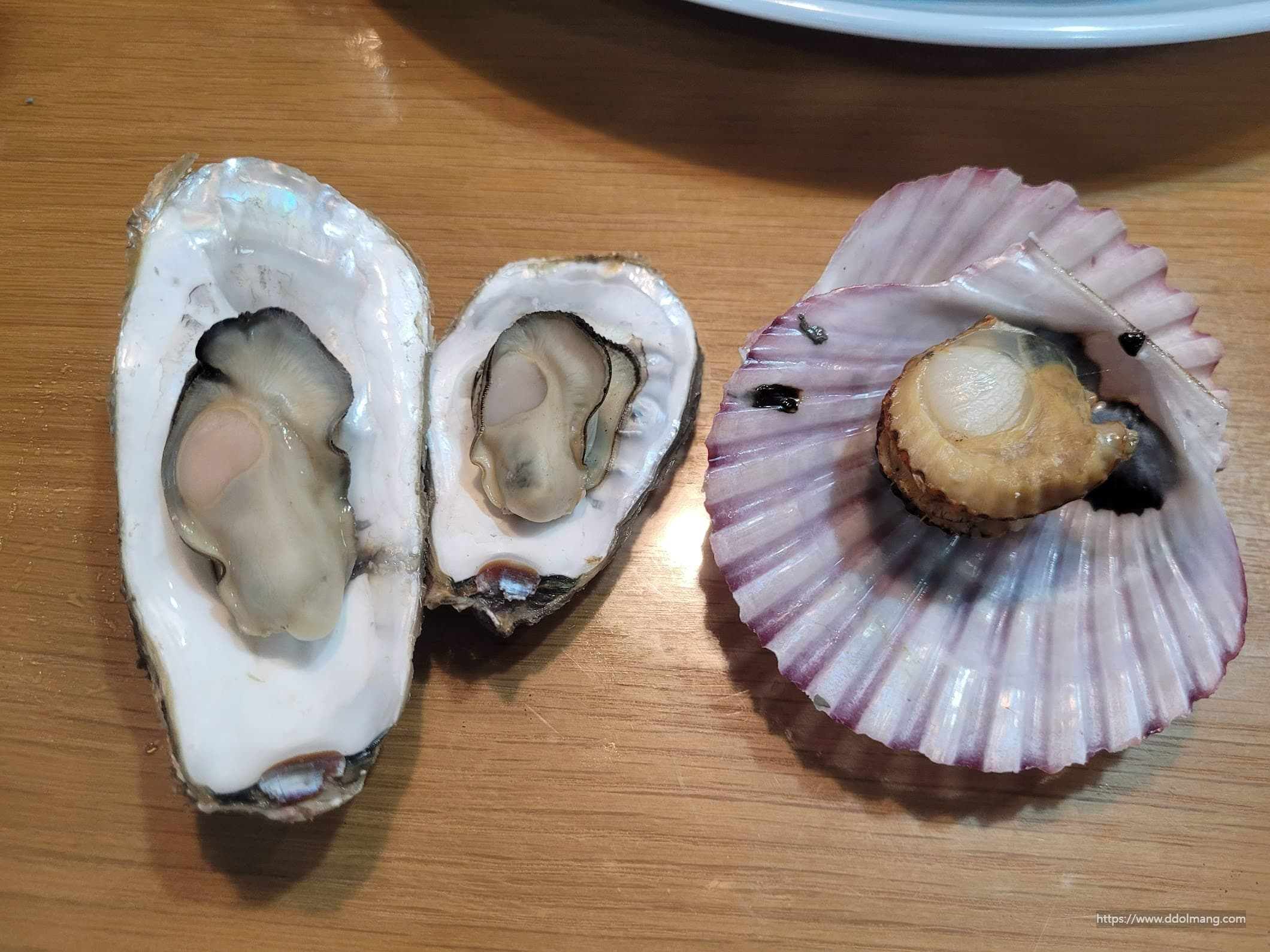 찐 굴과 가리비
