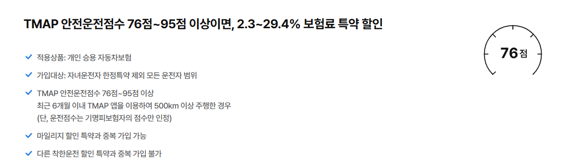 삼성화재 다이렉트 자동차보험 TMAP 착한운전 할인 특약