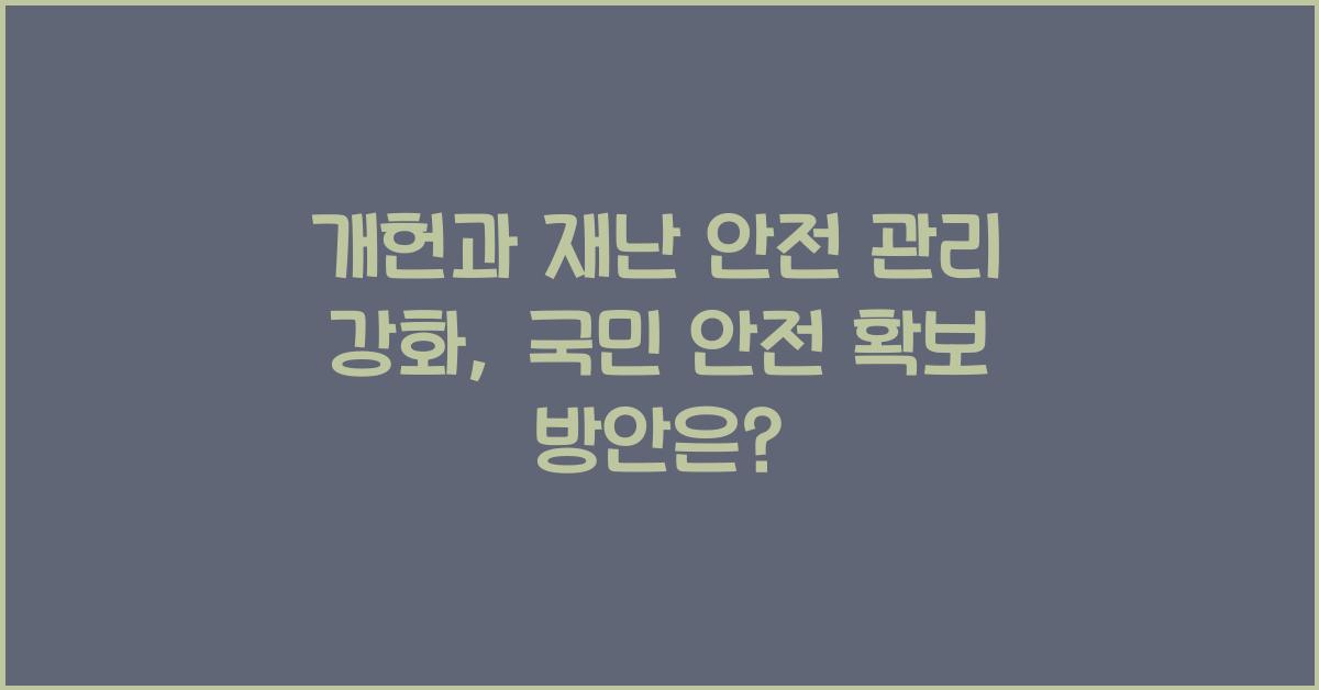 개헌, 재난 안전 관리 강화, 국민 안전 확보 방안은?