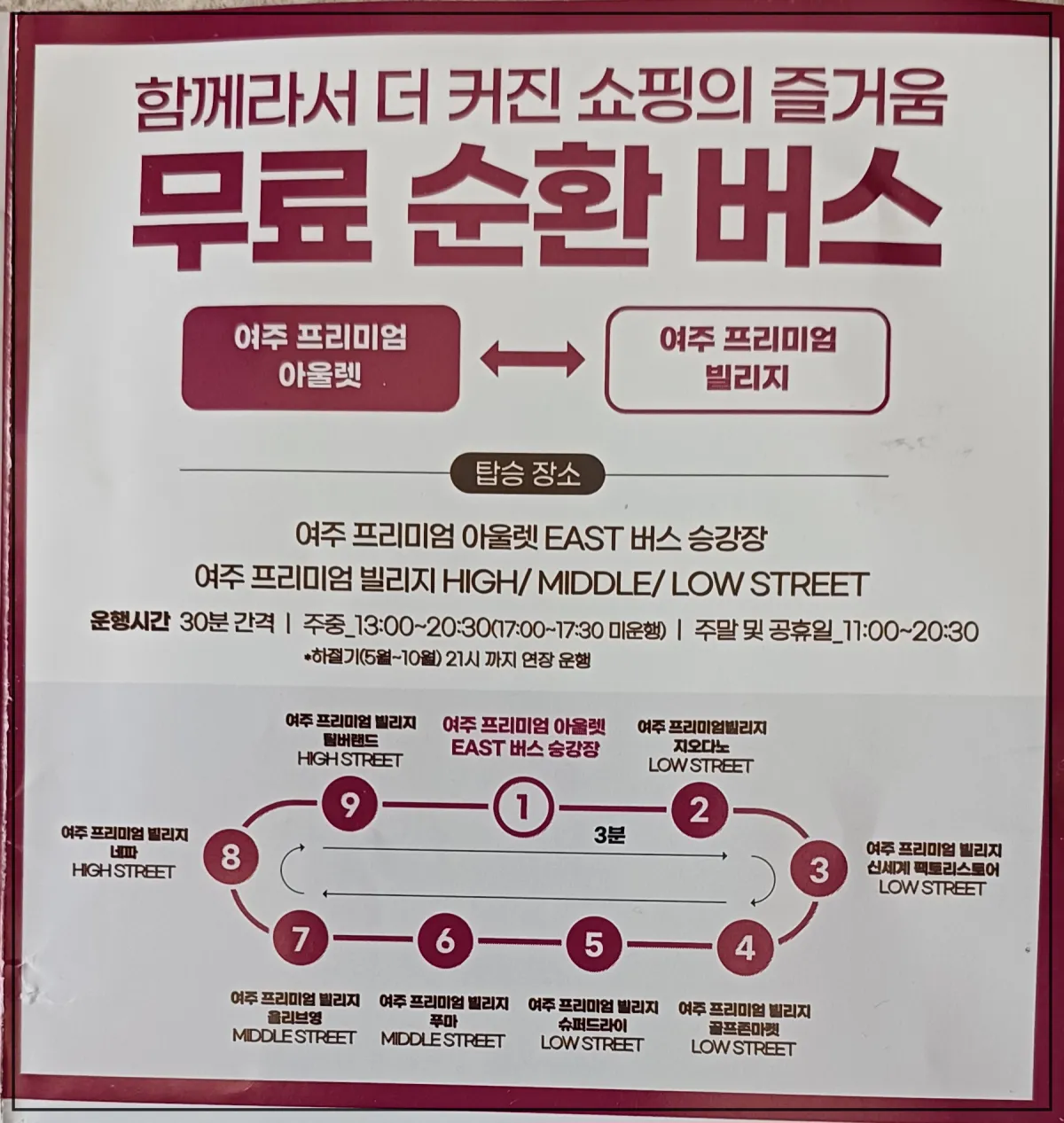 여주프라미엄아울렛-순환버스-무료