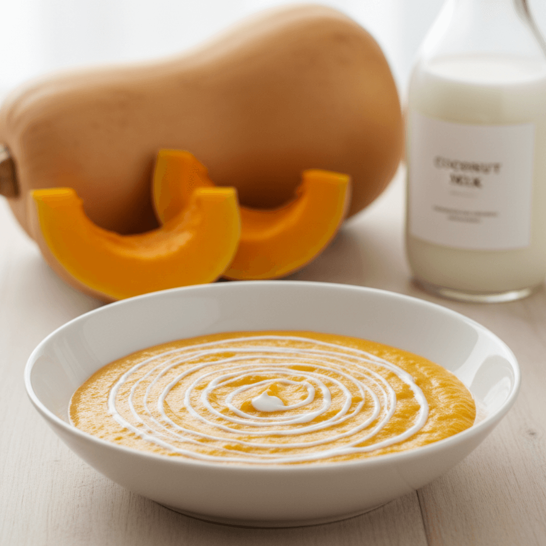 음식궁합(자연 단맛 + 크리미 지방)ㅣ단호박과 코코넛밀크의 음식 궁합 — 포근한 단맛 속에 크리미함이 스며드는 ‘따뜻한 치유의 식사’