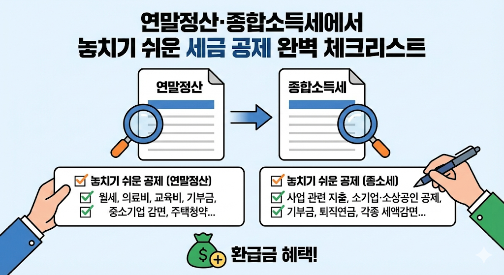 연말정산·종합소득세에서 놓치기 쉬운 세금 공제 완벽 체크리스트
