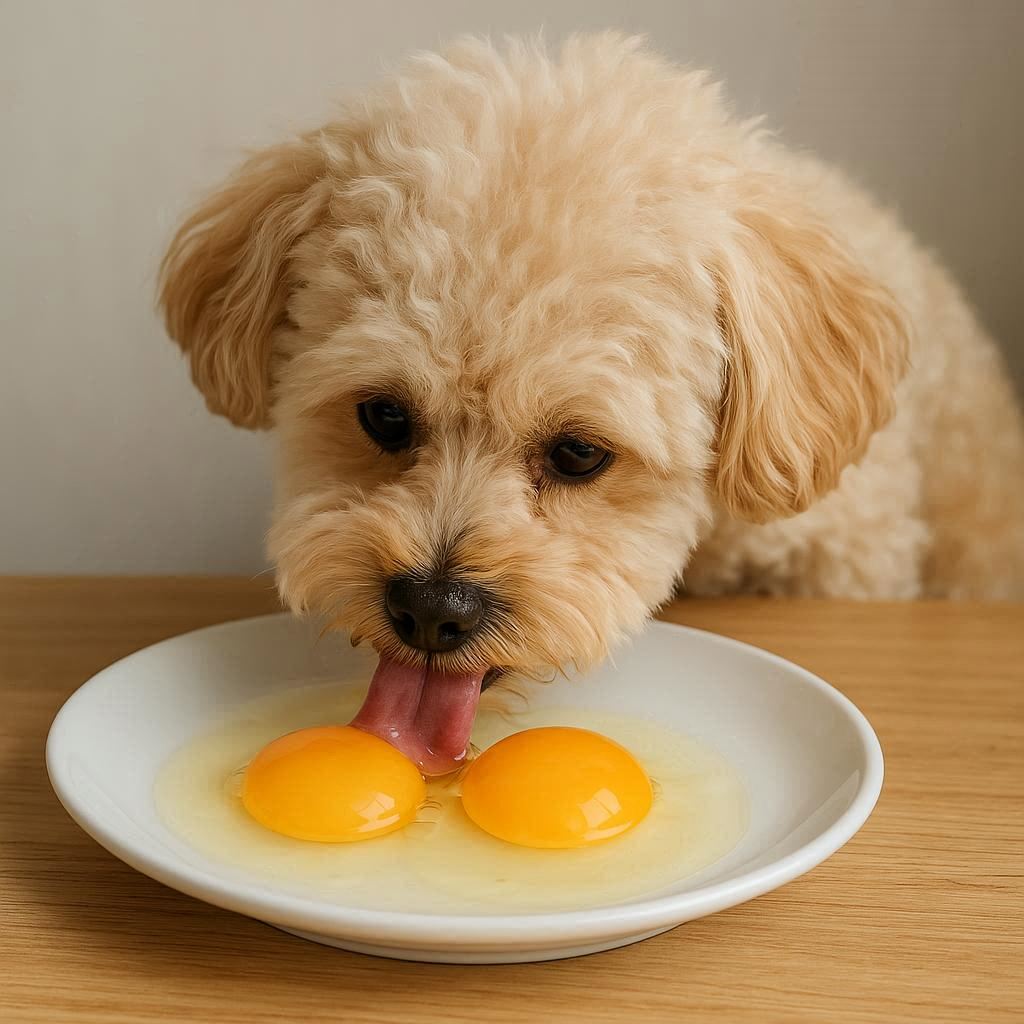 날계란을-먹고-있는-강아지