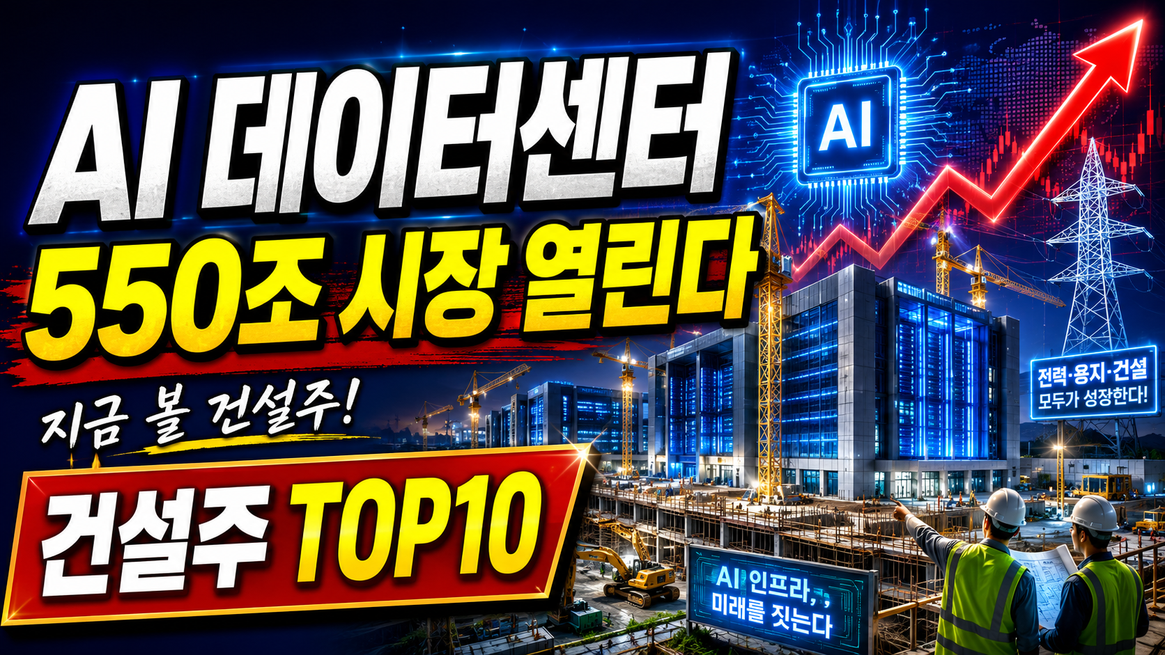 AI 데이터센터 건설 확대에 따른 현대건설 삼성물산 GS건설 등 수혜주 TOP10