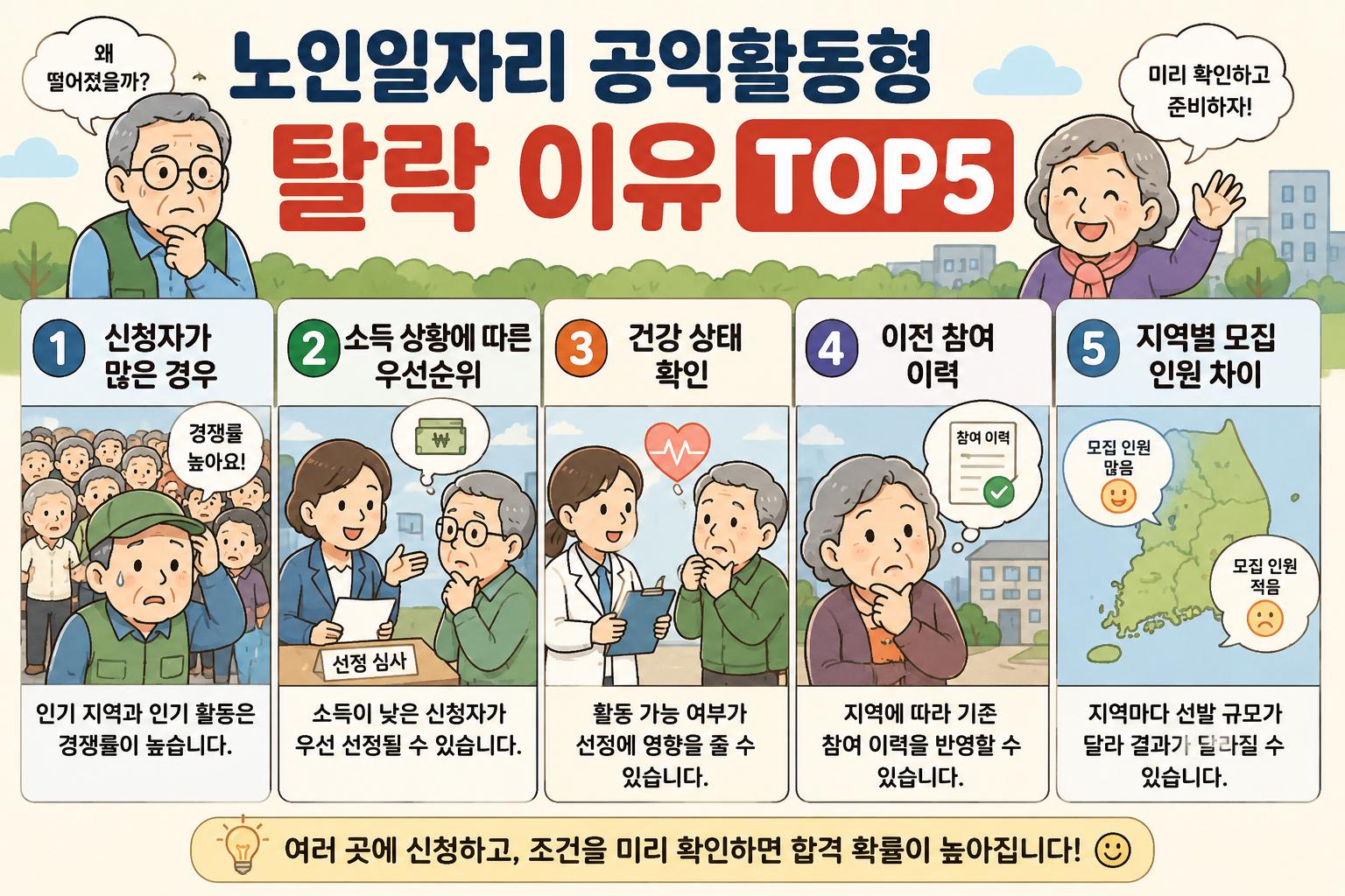 노인일자리 공익활동형 탈락 이유 TOP5