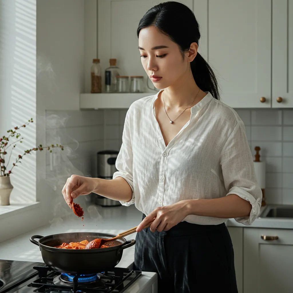 요리하는 여자 모습