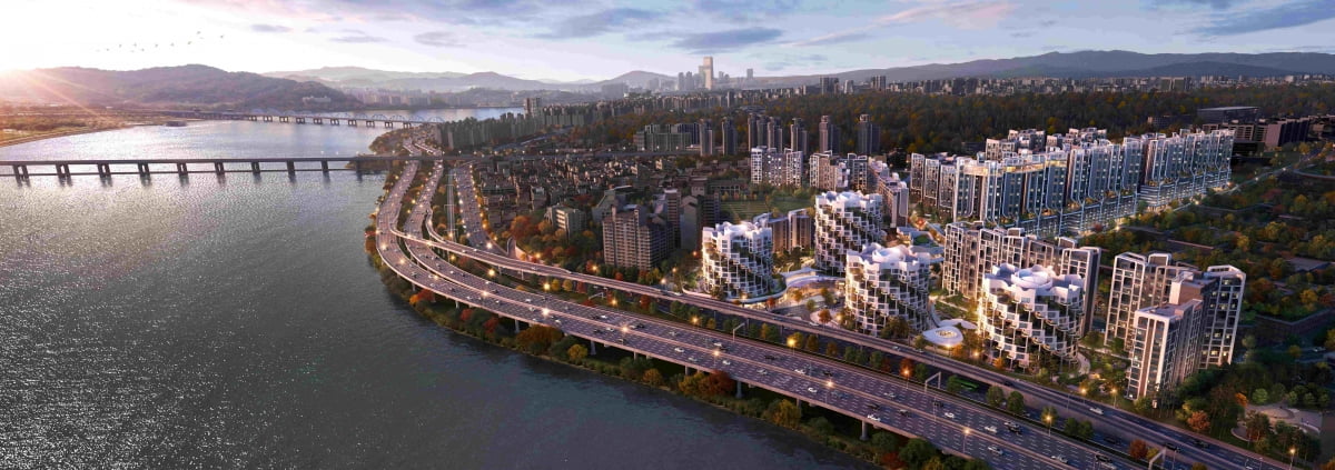 삼성물산이 한남4구역에 제안한 '래미안 글로우 힐즈 한남' 전체 조감도.