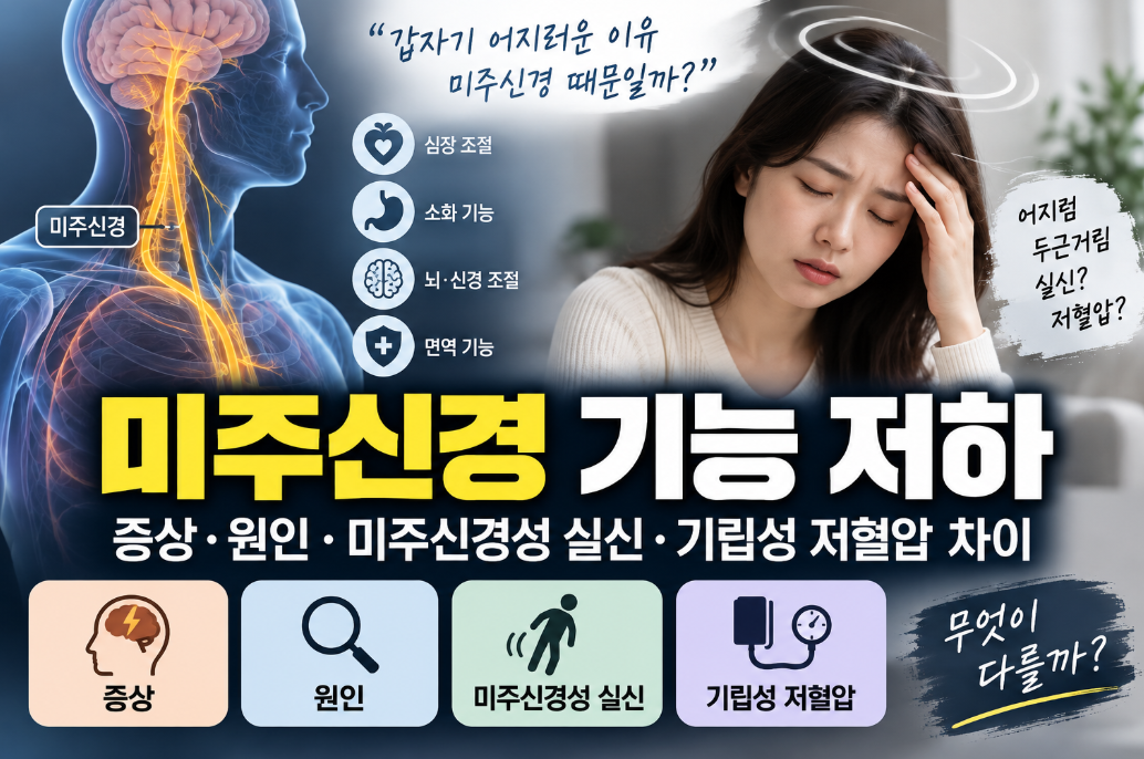 미주신경 기능 저하｜증상&middot;원인&middot;미주신경성 실신&middot;기립성 저혈압 차이