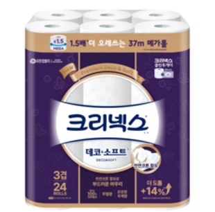 크리넥스 천연펄프 3겹 데코&소프트 37m&#44; 24롤&#44; 1개