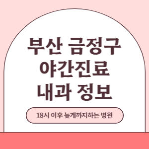 부산 금정구 야간진료 내과 병원 (18시 이후 늦게까지하는 병원)