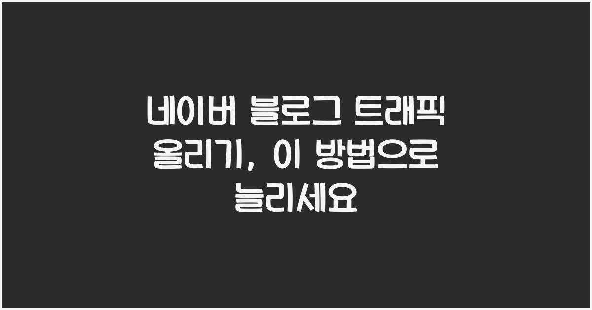 네이버 블로그 트래픽 올리기