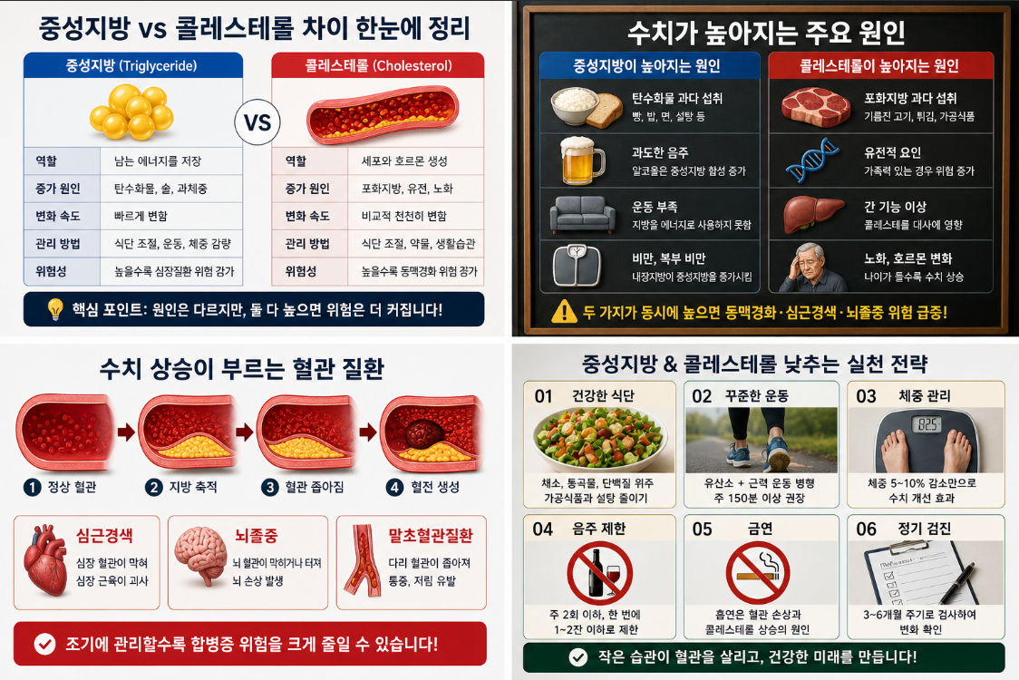 중성지방 vs 콜레스테롤 차이, 제대로 모르면 계속 수치 안 떨어진다