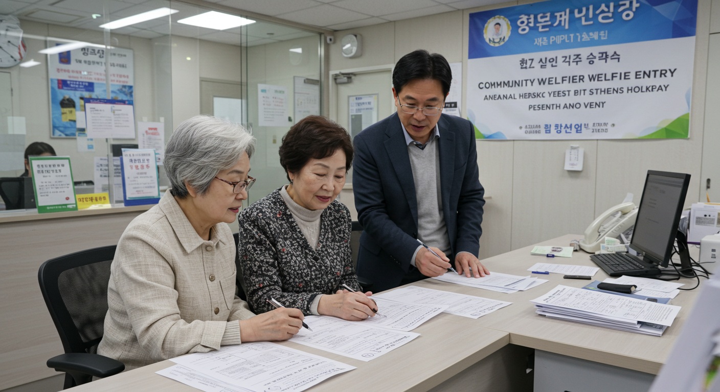 주민센터에서 복지 상담받는 모습