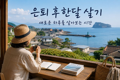 은퇴 후 한달 살기를 하며 바닷가 마을에서 여유로운 시간을 보내는 모습