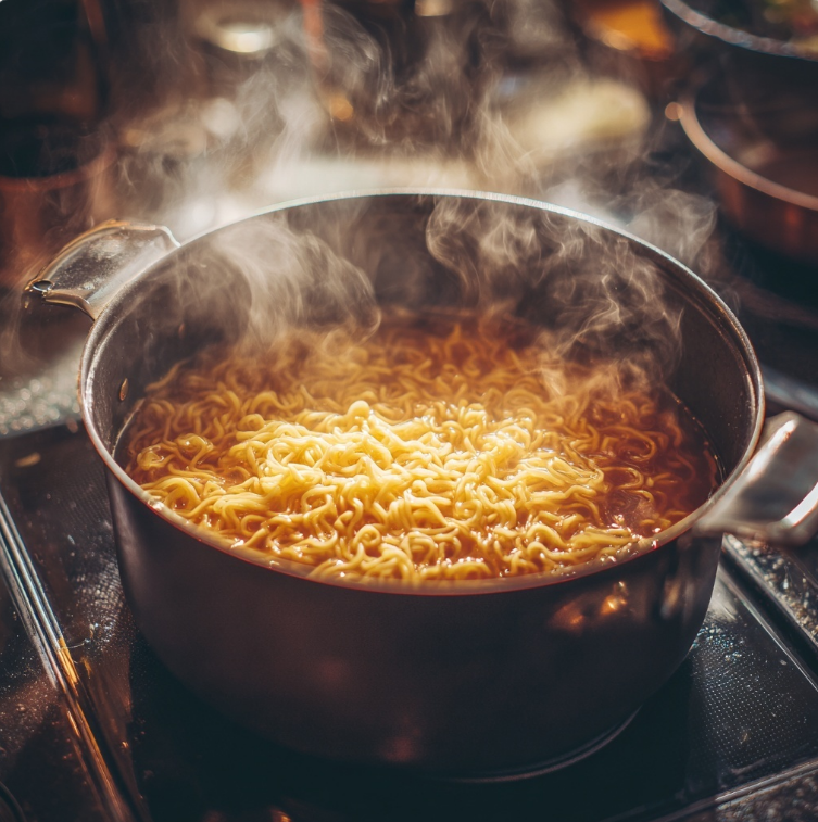 냄비에서 끓는 라면