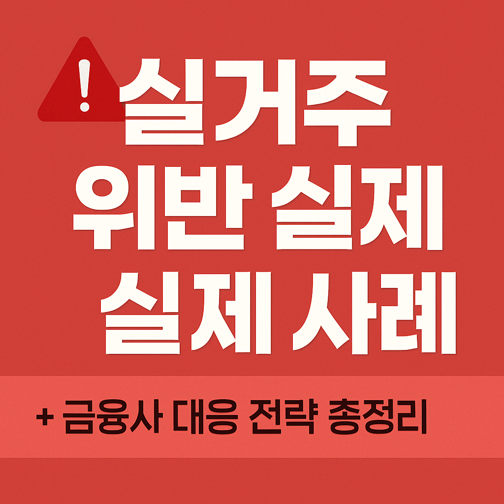 🚨 실거주 위반 실제 사례 + 금융사 대응 전략 총정리