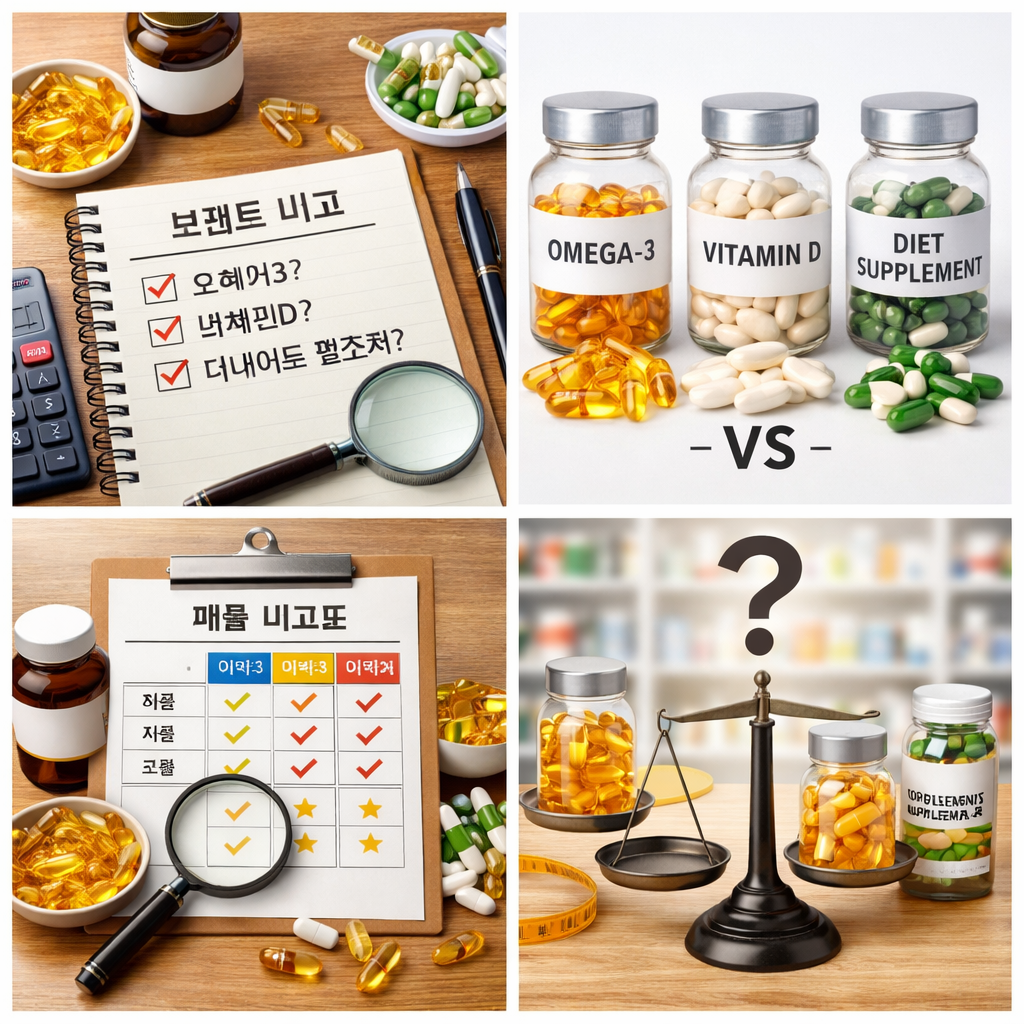 오메가3, 비타민D, 다이어트 보조제 브랜드 비교 BEST 5