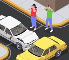 접촉사고후-보험회사에-각자-전화하는-사람들