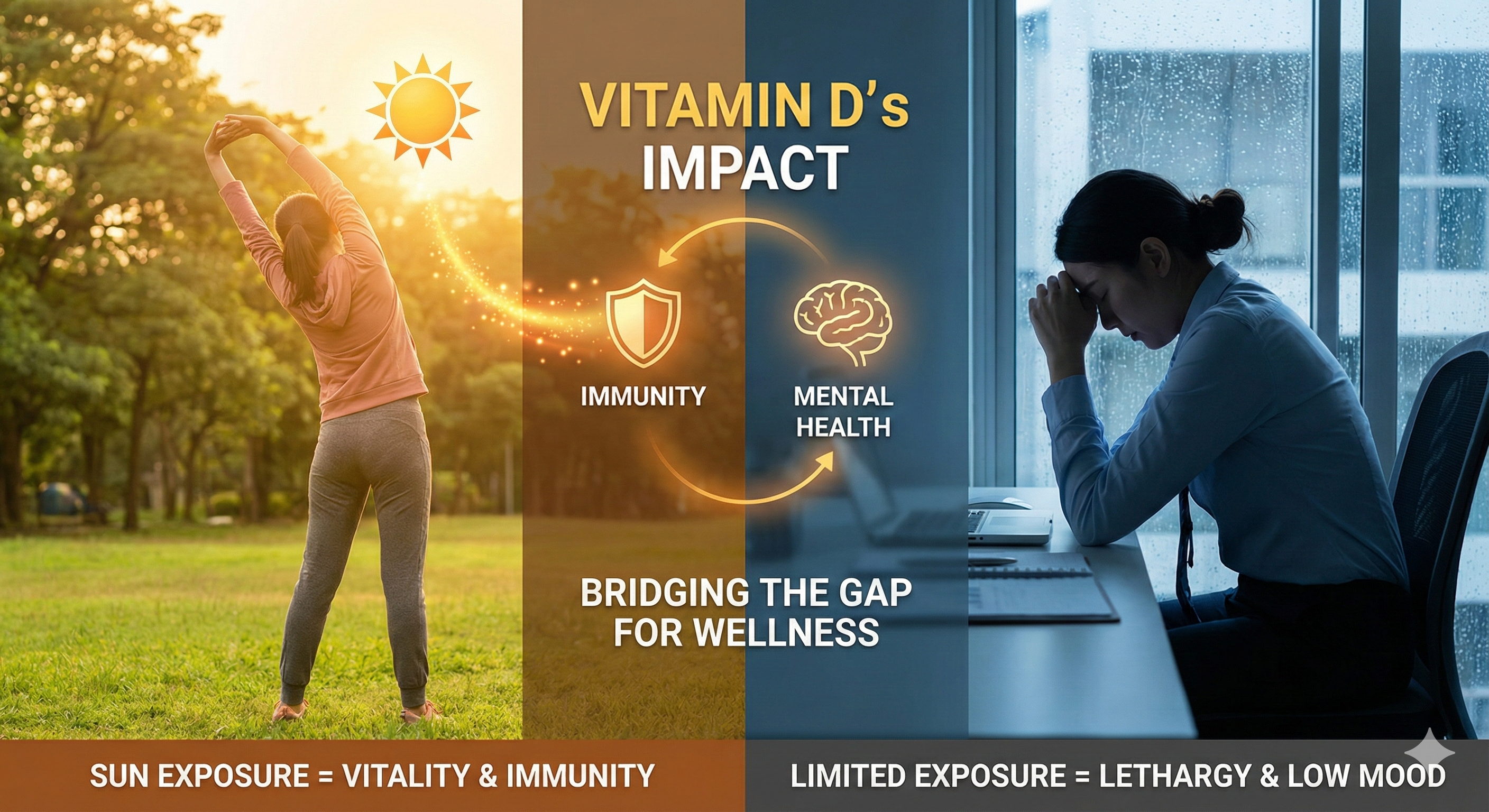 비타민D 결핍이 면역력과 우울증에 미치는 영향이미지