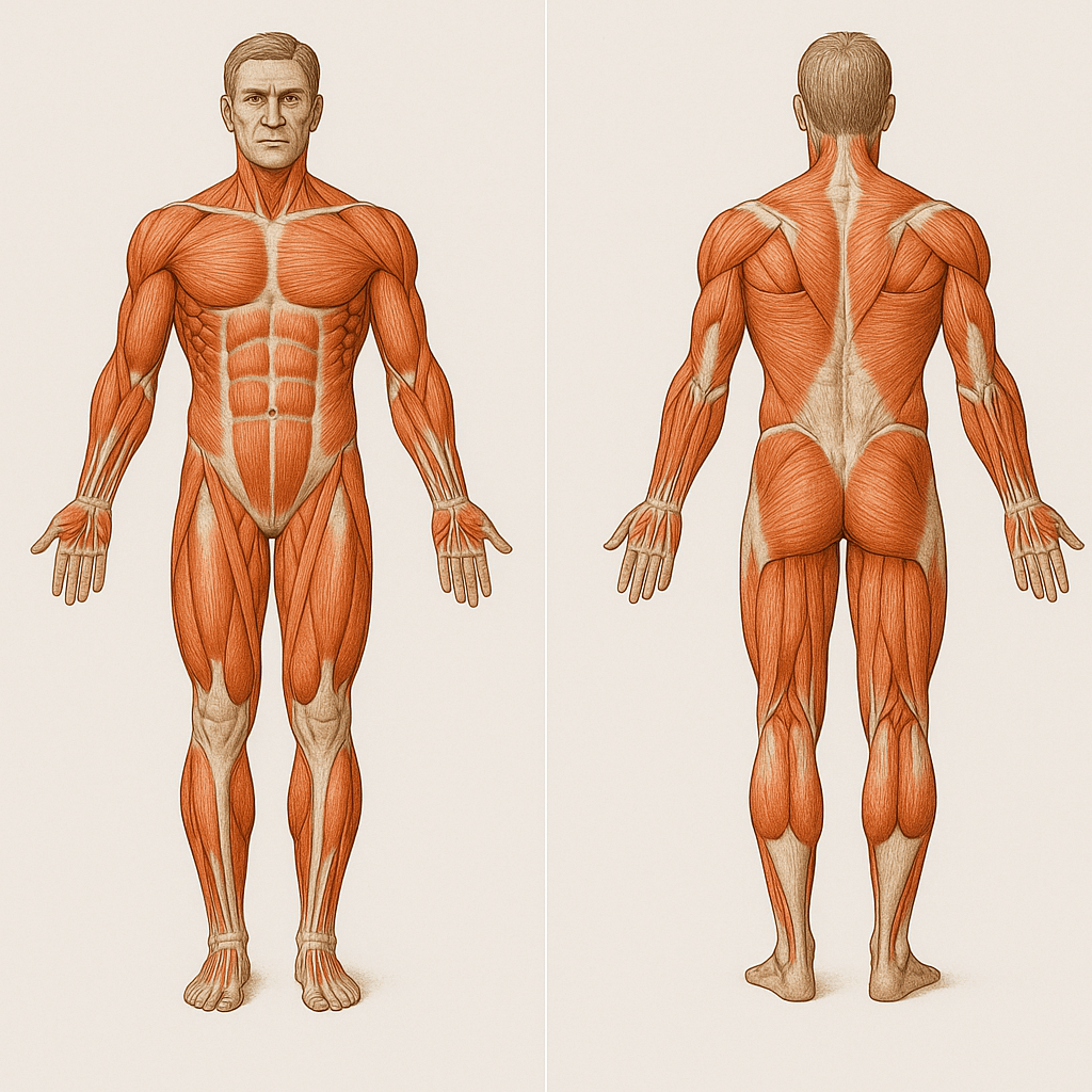 인체의 중요 근육을 보여주는 이미지